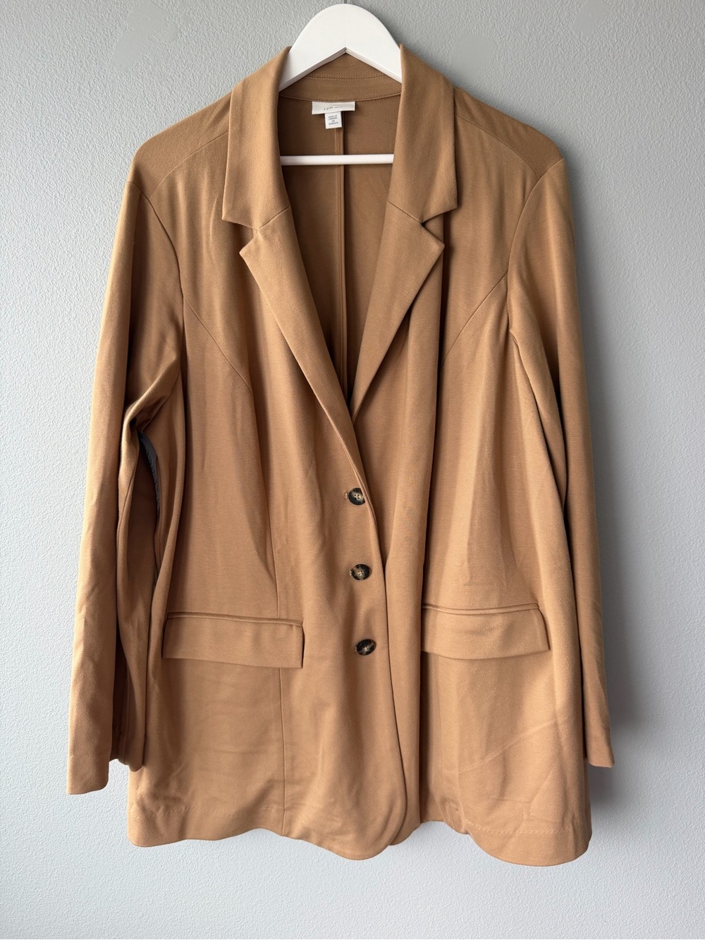 J. Jill camel tan ponte knit 3 button blazer jacket Women’s sz 2X